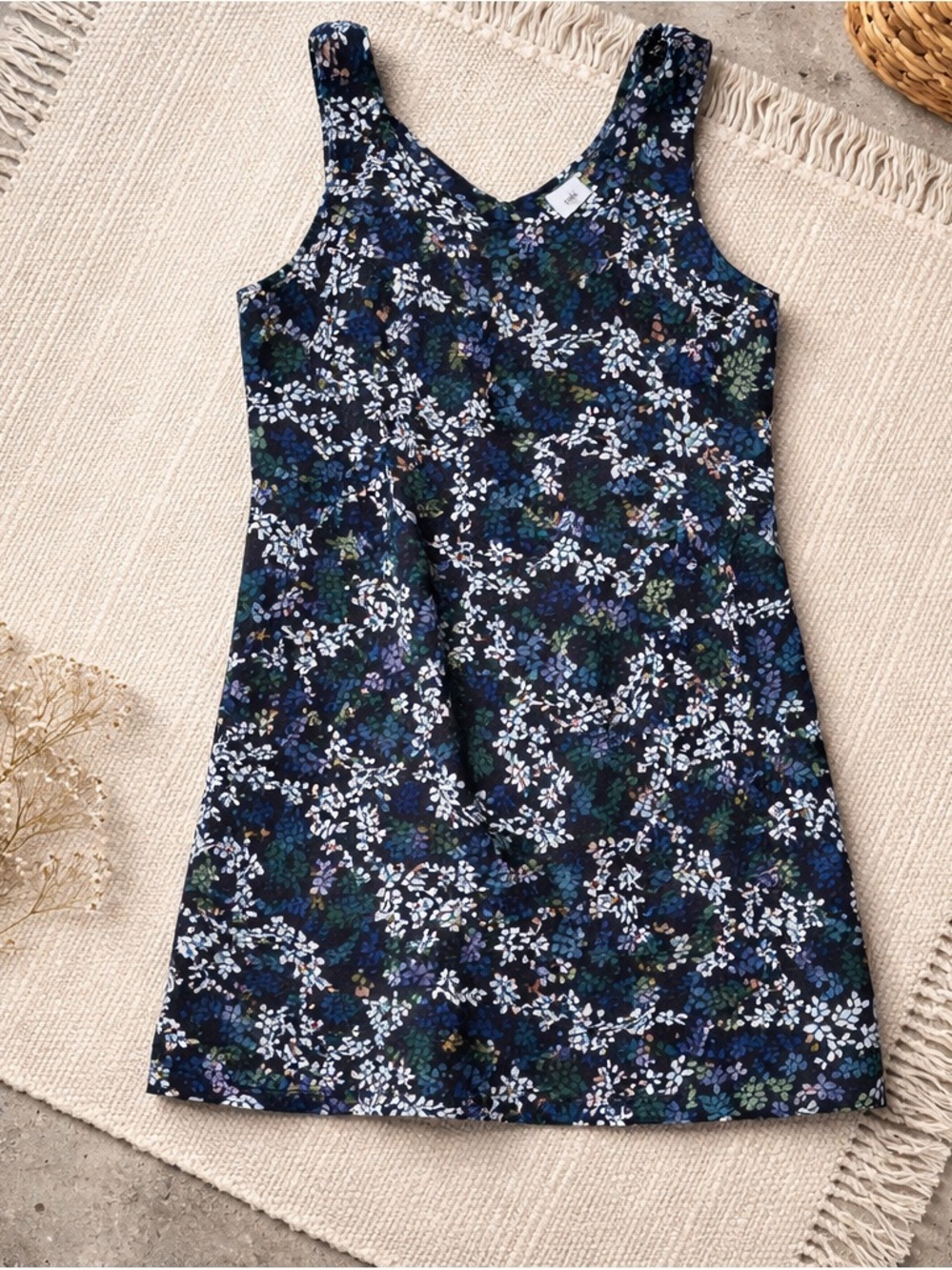 CAbi Cinco Navy Floral Tank Shift Dress